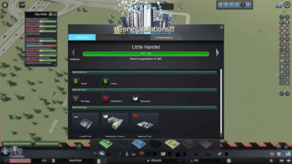 Cities Skylines Beginner's Guide: Population increases the city level unlocking more buildings and services.