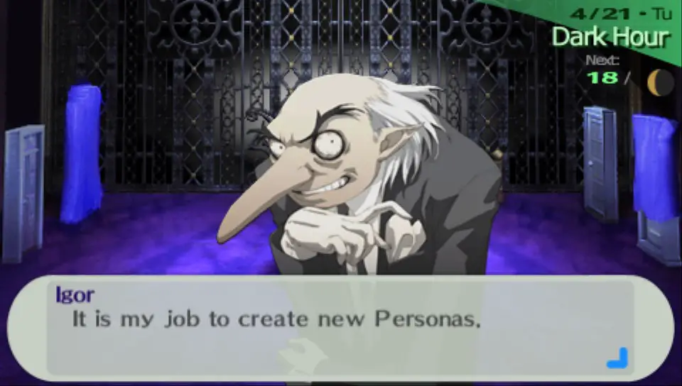 Persona 3 portable - Igor: It is my job to create new Personas.